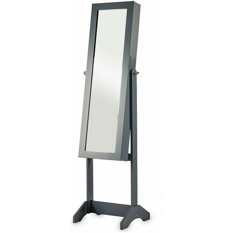 Specchio Portagioie Verticale Cristallo Stoffa Bianco Legno MDF (41 x 147 x  36,5 cm)