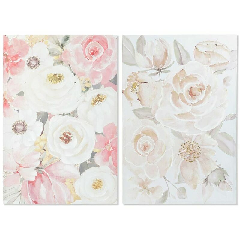 QUADRO DKD HOME Decor Fiori 60 x 3 x 150 cm Shabby Chic (3 Pezzi