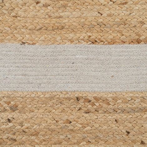 Tappeto 230x160 in cotone e juta naturale a righe blu