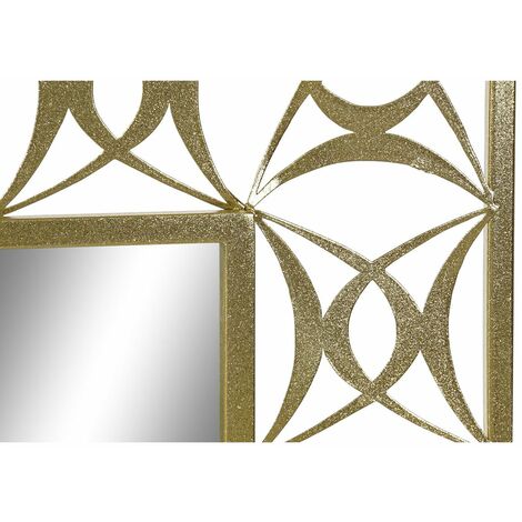 Specchio da parete DKD Home Decor Specchio Dorato Metallo Foglia