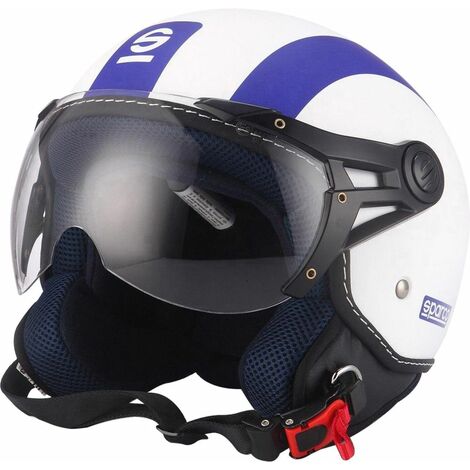 Casco moto SP501 taglia XL con visiera antigraffio bianco e blu