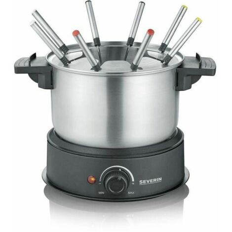 SEVERIN FO2473 Fonduta elettrica 8 persone con pentola in acciaio inox  estraibile, Incluso: Paraspruzzi e 8