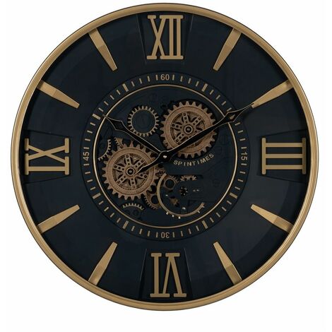 Orologio da Parete Nero Dorato Cristallo Ferro 59 x 8,5 x 59 cm (3 Unità)