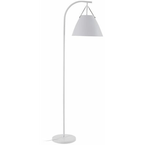 HOMCOM Lampada da Terra Design Moderno per Casa Ufficio, Lampada a Piantana  in Metallo con Paralume in Tessuto Bianco Moderna e 65x33x158cm