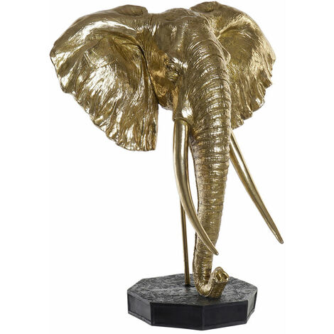 Statua Decorativa DKD Home Decor Elefante Nero Dorato Metallo Resina (60 x  36 x 73 cm)