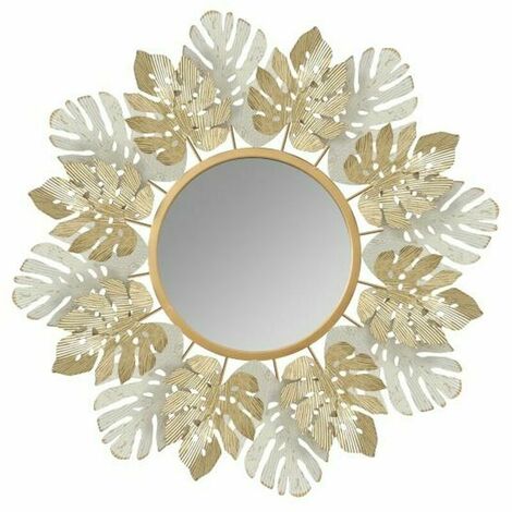 Specchio da parete DKD Home Decor Specchio Dorato Metallo Foglia