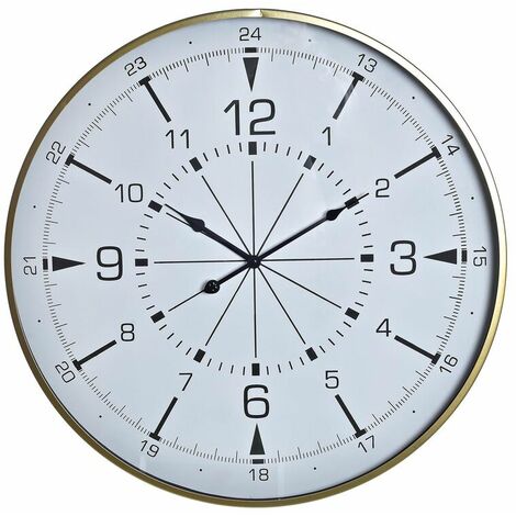 Orologio da Parete DKD Home Decor Cristallo Dorato Metallo Bianco