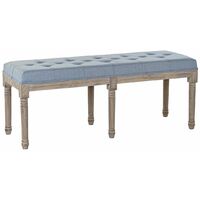 Panca DKD Home Decor Azzurro Poliestere Lino Legno d'albero della gomma  (122 x 41 x