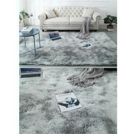 Alfombra Shaggy De Salón 120x160cm Alfombra Antideslizante De Fibra De Polipropileno Suave De Felpa Gris