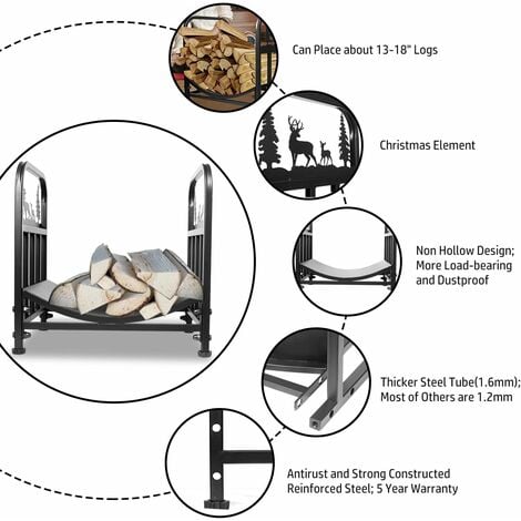 1 Paquete de Soporte de Leña Curvado para Exteriores, Soporte de Madera  para Troncos para Chimenea, Almacenamiento de Leña para Interiores, Soporte  Re