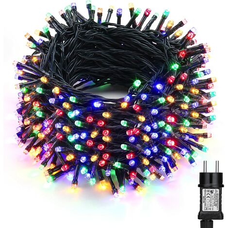 Guirnalda de luces LED para exteriores de 50m, 500 LED multicolores con enchufe para Navidad, boda, fiesta, hogar y jardín