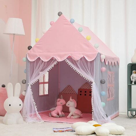 Tienda de juegos de princesa, tienda interior grande con castillo de princesa rosa, regalo con bolsa de transporte
