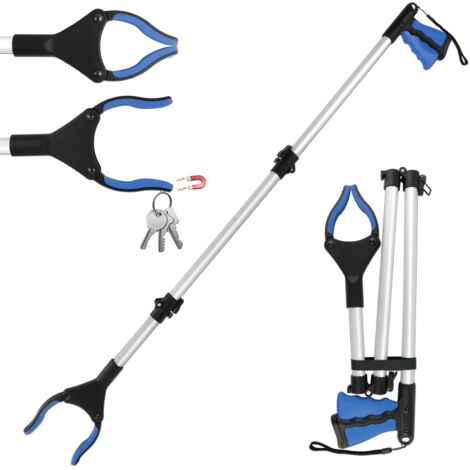 Recogedor de objetos de 108 cm para personas mayores y discapacitadas, imanes, herramientas de recogida, pinzas telescópicas giratorias para atrapar objetos, recolector de residuos