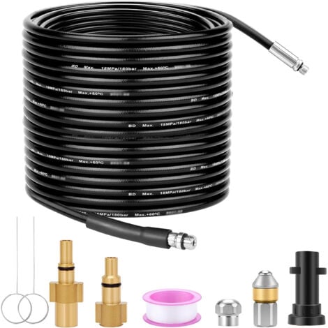 Manguera de limpieza de alta presión de 20 m, 200 bar, 60 °C, desbloqueadora de tuberías, para Karcher K-Series (K1-K7) y Lavor, con adaptador