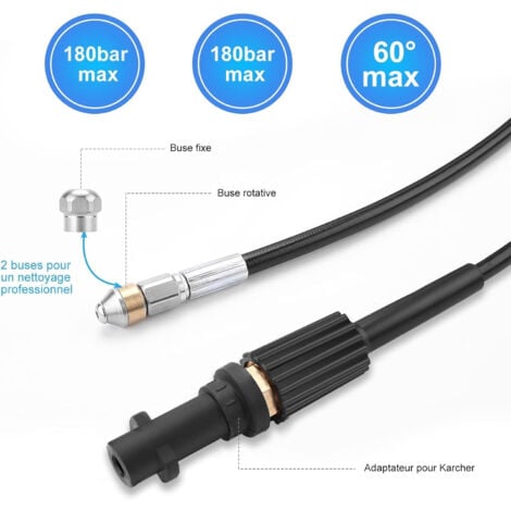 Manguera de limpieza de alta presión de 20 m, 200 bar, 60 °C, desbloqueadora de tuberías, para Karcher K-Series (K1-K7) y Lavor, con adaptador