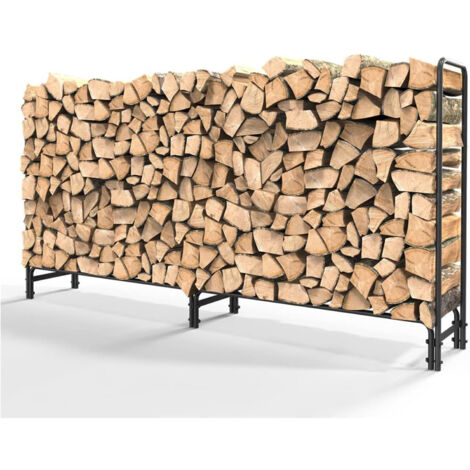 Invernadero de troncos Soporte de troncos para exteriores Almacenamiento de acero de gran capacidad para troncos Estante de madera Invernadero de madera 244 x 35,5 x 122 cm (largo x profundo x alto)