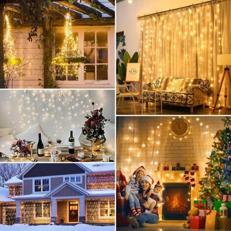 Cortina De Luz De 3m Con Forma De Estrella, Guirnalda De Luz Blanca Cálida Para Ventana, Navidad, Interior, USB, Decoración Navideña Luminosa Para Jardín Y Dormitorio