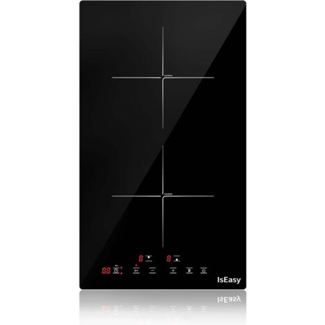 Domino Einbau Induktionskochfeld, Elektrokochfeld mit 2 Kochzonen/ 3,4KW/29.5cm,Timer, Touch-Steuerung, 9 Heizstufen, Booster-Funktion, 220-240V,Schwarz