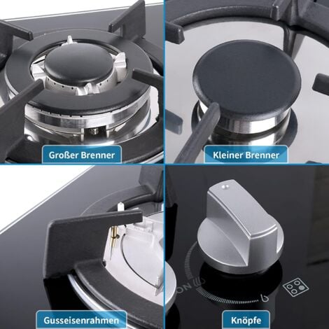 4-Flammen Gaskochfeld Outdoor - Campingherd Mit Doppelregal & 34.120 BTU (Schwarz)