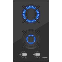 Glas Gaskochfeld, IsEasy Gaskochfeld 2 Flammig mit Automatischer Thermoelementschutz, Einbau Gaskochfeld, 2 Zonen Gaskocher, Erdgas/Propangas, 31cm 3700W, 220-240V