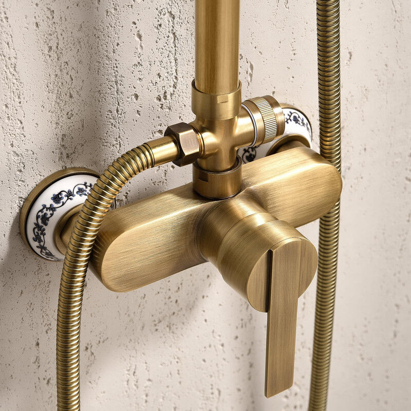 Unterputz-Duschsystem In Gebürstetem Gold – Regen- & Wasserfall-Duschkopf Mit Handbrause & 150 Cm Schlauch
