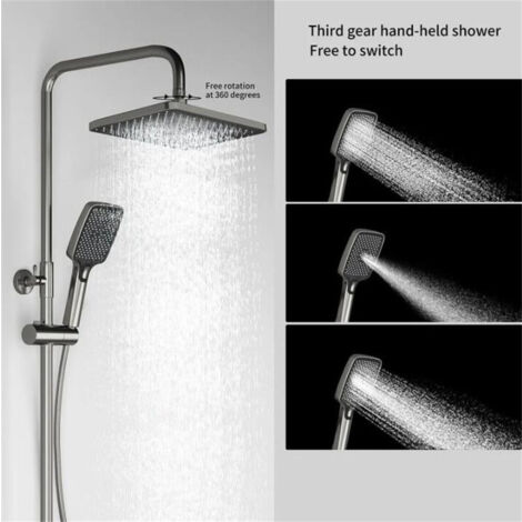 Regendusche Duschsystem,4 Funktion LED Digitalanzeige heiße und kalte Mischung An der Wand montiert Brausegarnitur, mit 32 20cm Regendusche Handbrause Bidet Sprühgerät Badewannenarmatur