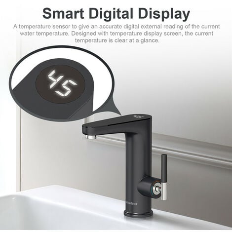 Wasserhahn mit Durchlauferhitzer Bad, 3200W Elektrischer Wasserhahn Bad LED Digitalanzeige Waschtischarmatur Einhebelmischer Armatur Waschbecken Mischbatterie Waschbecken