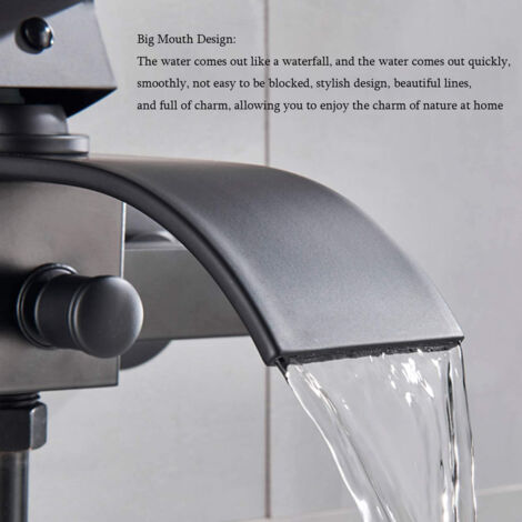 Badewannenarmatur Schwarz Matt - Wandmontage Mit Handbrause, Messing, Keramikventil, 2 Griffe