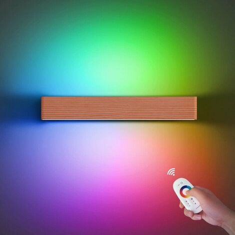 LED Wandleuchte, Moderne Wandlampe innen Holz RGB Flurlampe Nachtlampe,  Schlafzimmer Treppenhaus Flur Wandbeleuchtung Innenbeleuchtung, 52CM
