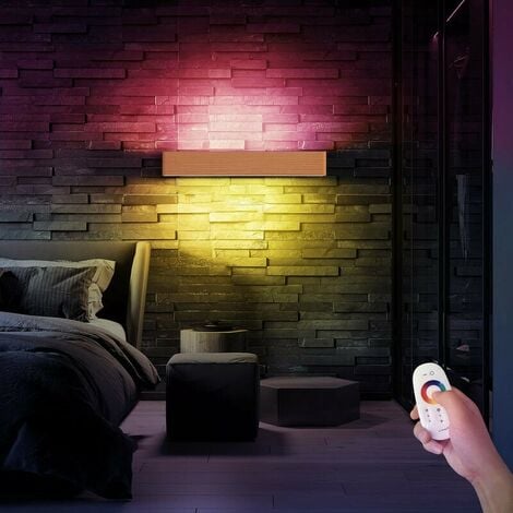 LED Wandleuchte, Moderne Wandlampe innen Holz RGB Flurlampe Nachtlampe,  Schlafzimmer Treppenhaus Flur Wandbeleuchtung Innenbeleuchtung, 52CM