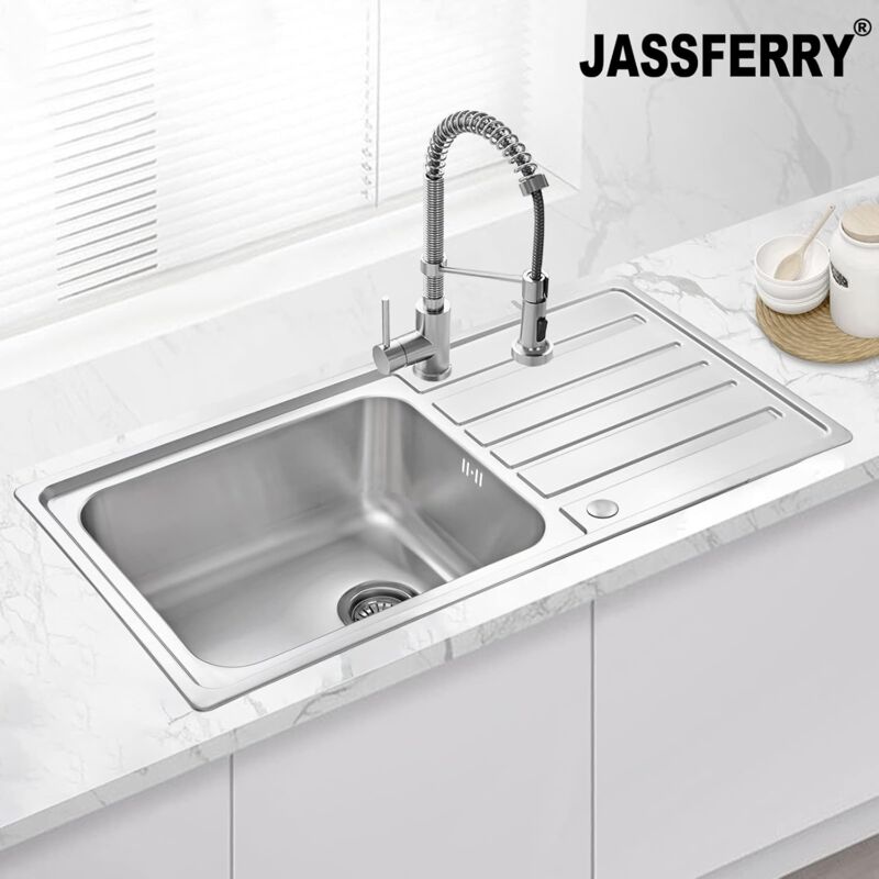 JASSFERRY Kitchen Sink Welding Style Stainless Steel 1 Bowl Reversible Drainer 1000 X 500 mm