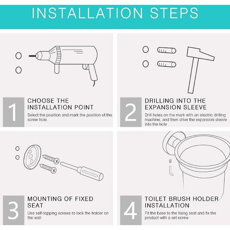 JASSFERRY Wall Mounted Toilet Brush and Holder Bathroom Mount Chrome Loo Brushes & Holders Set, Frosted Glass Tumbler