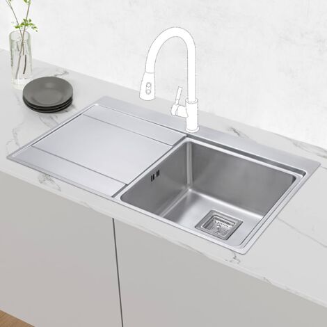 JASSFERRY Stainless Steel Kitchen Sink 860 x 520mm,1 Bowl Sink with Left Hand Drainer (1/5)