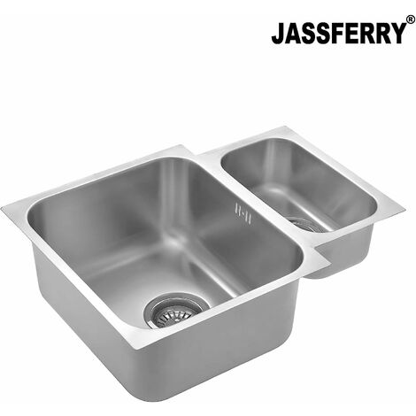 JASSFERRY Undermount Stainless Steel Kitchen Sink 1.5 One Half Bowl with Strainer Waste, 580 X 440 mm