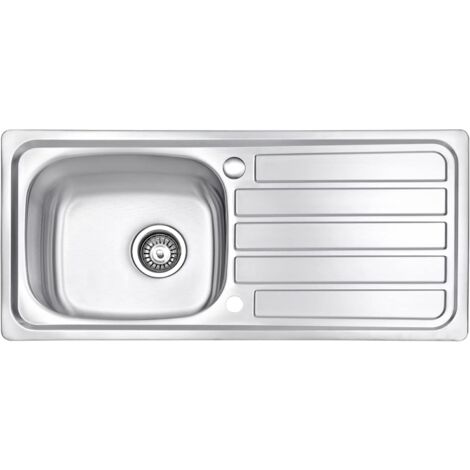 JASSFERRY Stainless Steel Kitchen Sink Single 1 One Bowl Reversible with Waste Pipes Clips, 930 x 430 mm