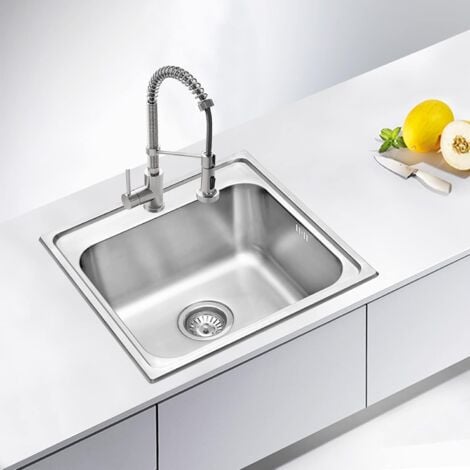 JASSFERRY Drop-in Stainless Steel Kitchen Sink 500 x 500 MM Single Square Bowl for Campervan RV with Pre-drilled Tap Hole
