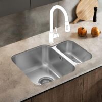 JASSFERRY Undermount Stainless Steel Kitchen Sink 1.5 One Half Bowl with Strainer Waste, 580 X 440 mm