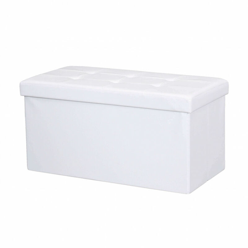 POUF CONTENITORE RETTANGOLARE IN ECOPELLE BIANCO