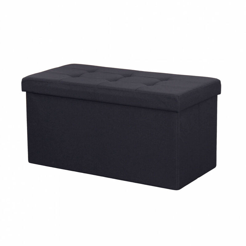 POUF CONTENITORE RETTANGOLARE IN STOFFA NERO