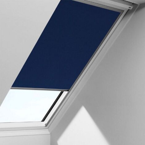 Velux – Store occultant bleu marine pour fenêtre de toit – Occultation totale 99,8 % – Mécanisme manuel – Aluminium et tissu