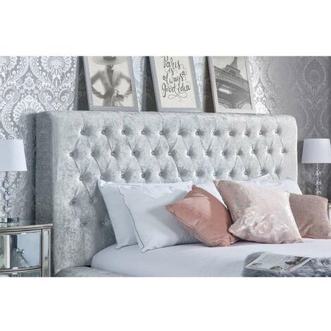 Grande Steel Crushed Velvet Fabric Bed