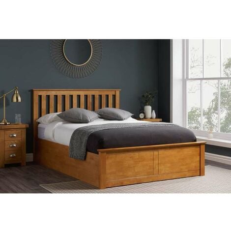 Malmo new oak finish wooden ottoman store storage bed