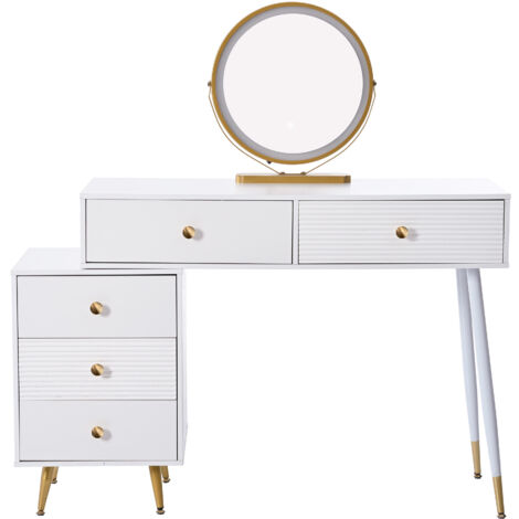 Set de coiffeuse avec éclairage LED et miroir, blanc (1/5)