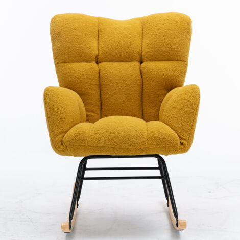 Fauteuil à bascule Teddy avec revêtement touffeté, jaune (1/5)