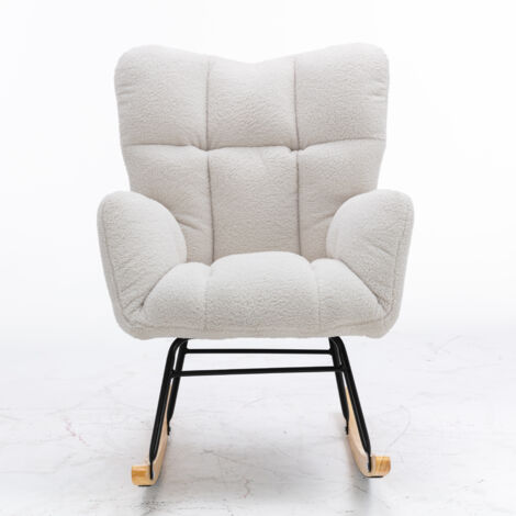 Fauteuil à bascule Teddy avec revêtement touffeté, blanc (1/5)