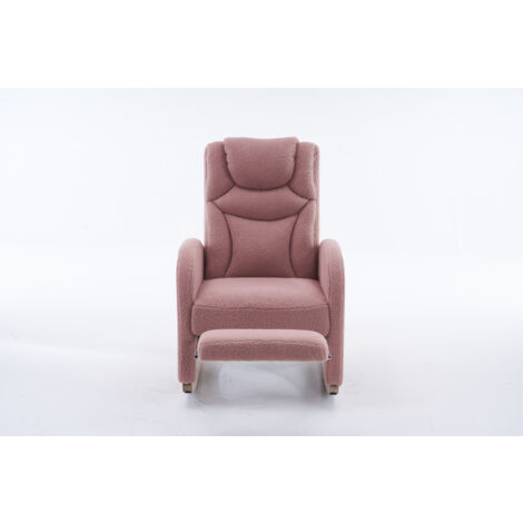 Fauteuil à bascule avec accoudoirs en fausse fourrure, rose (1/5)