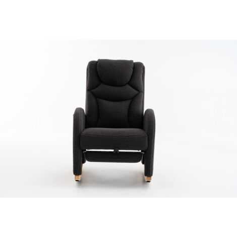 Fauteuil à bascule avec accoudoirs en fausse fourrure, gris (1/5)