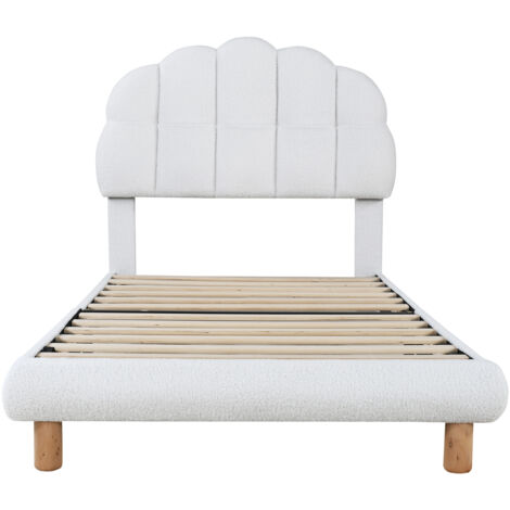 Lit simple enfant 90x200, avec sommier à lattes en bois, blanc (1/5)