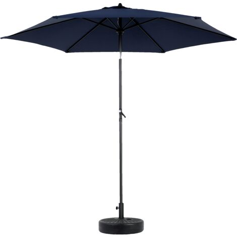 Parasol d'extérieur double face de 4,5 m, grand format, avec manivelle, bleu (1/5)