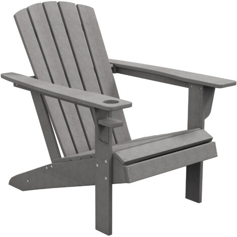 Fauteuil de jardin pliable solide en plastique 100% recyclé, pour terrasse et balcon, gris